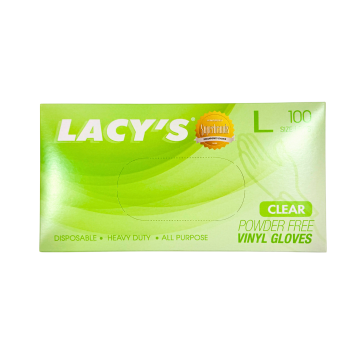 Glove - Vinyl Powder Free L Size White Lacy's (100's)